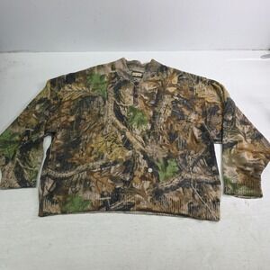 Vintage Advantage Timber SafTBak Camouflage Hunting 15% Wool Sweater Men XL Hole